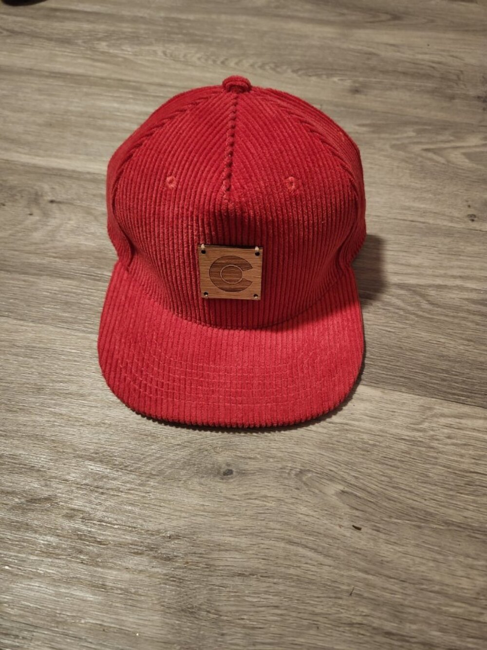 B Fresh Denver Red Corduroy Hat Snapback Colorado "C" Bamboo Patch Vintage Style